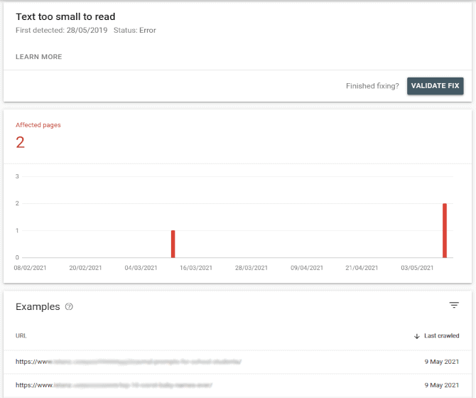 Mobile usability breakdown report