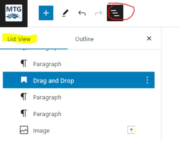 List View menu highlighted in Document Overview
