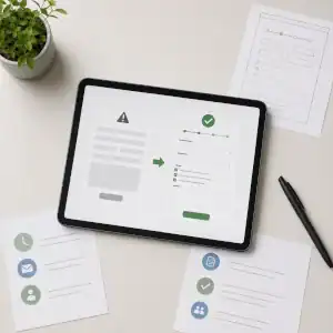 Tablet screen showing enquiry form process upgrade