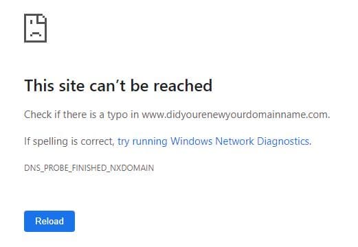 This site can't be reached