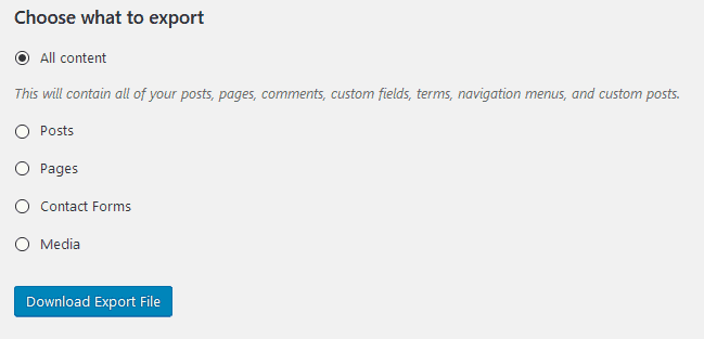 WP Export Tool Options